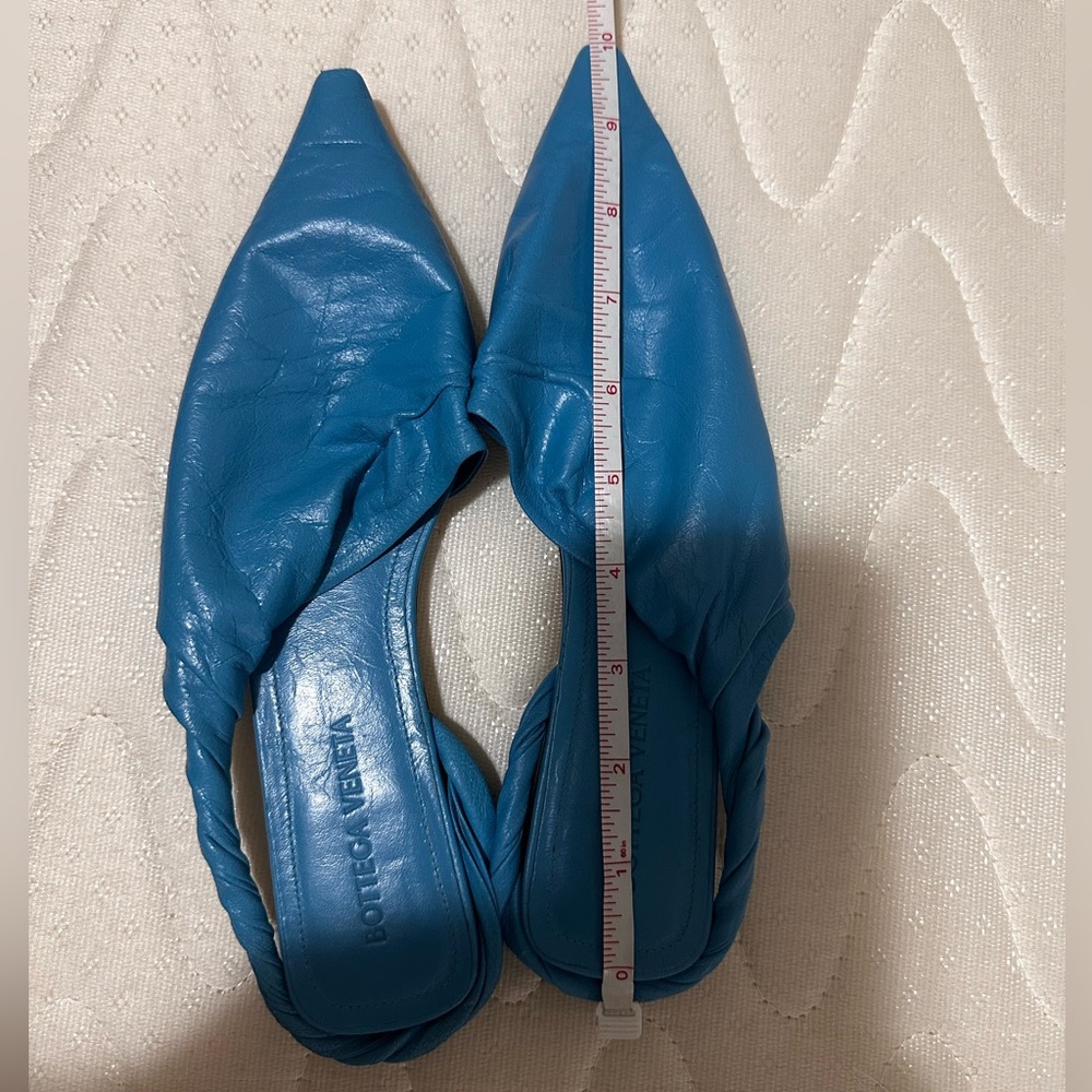 Bottega Veneta Point Leather Slingback Flats Blue - Picture 3 of 4